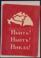 1920 Jeges Ernő: Nie! Nie! Nikdy! szlovák, német és orosz nyelvű irredente szórólap, 4db különféle, 9x13cm