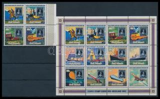 Stamp Exhibition margin block of 4 + block, Bélyegkiállítás ívszéli négyestömb + blokk