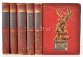 Gracza György: Az 1848-49-iki magyar szabadságharc története. I-V. kötet, Lampel Róbert Kiadása. Kiadói, kopottas, dombornyomott egészvászon-kötésben, belsejében ragasztószalaggal javítva.