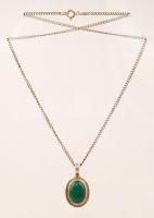 Ezüst(Ag) nyaklánc jáde medállal, jelzett, br: 12,3 g