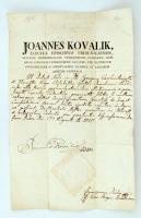 1815 Koválik János (1770-1821) esztergomi érseki helynök oklevele revisnyei Reviczky Károly (?-?) és Spátay Erzsébet (?-?) házassága ügyében