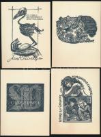1965 Exlibrskring. Ex libris tétel, fametszet, 6db ebből 2db dúcon jelzett, 14x10cm / Ex libris, engraving, 6pz