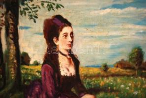 Faragott fa keret, Színyei másolattal, apró hibákkal, belső:36,5×32 cm, külső:60×52 cm