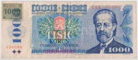 Csehszlovákia 1985. 1000K bélyeggel T:III Czechoslovakia 1985. 1000 Korun with stamp C:F