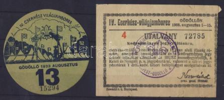 1933 Kedvezményes jegyvásárlási utalvány és kitűző / reduced rate voucher and badge
