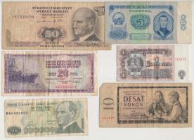 30db-os vegyes külföldi bankjegy tétel, közte Csehszlovákia, Kína, Törökország T:III,III-
30pcs of ...