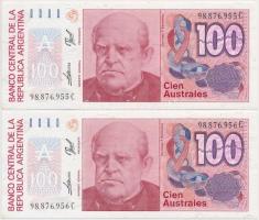 Argentína 1985-1990. 100A (6x) sorszámkövetők T:I- Argentina 1985-1990. 100 Australes (6x) sequentia...