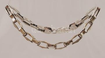 Ezüst, ívelt négyszőg mintás  karlánc, Ag., nettó: 11,9gr., jelzett, 20,5cm / Silver bracelet, Ag, n...