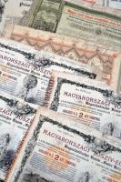 Budapest 1882. "Magyar szent korona országainak vörös-kereszt egylete" kisorsolási kötvény 5Ft-ról bélyegzésekkel + 1886. "Egyházi Műemlék Alap" Sorsjegykölcsönök 5Ft-ról a budapest-lipótvárosi bazilika kiépítésére s egyházi műemlékek fenntartására felülbélyegzésekkel + Budapest 1888. "Magyarországi Jószív-Egyesület" sorsjegykölcsön 2Ft-ról, szárazpecséttel, bélyegzésekkel (4x) + Ausztria 1882. "Osztrák Vöröskereszt" kötvénye 10G-ről T:III-IV nagyobb szakadások