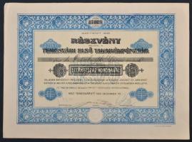 Temesvár 1920. "Temesvári Első Takarékpénztár" részvénye 1200K-ról szelvényekkel T:I-,II
