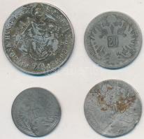 Vegyes: 4db-os rossz minőségű magyar ezüstpénz tétel, közte 1848. 20kr Ag "V. Ferdinánd" T:3,3- Mixed: 4pcs of silver coins in bad condition, with 1848. 20 Kreuzer Ag "Ferdinand V" C:F,VG