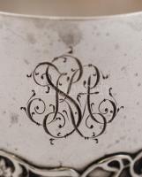 Ezüst, monogramos  szalvétagyűrű, Ag., nettó: 23,6gr., jelzett, 4cm / Silver, monogrammed napkin rin...