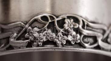 Ezüst, monogramos  szalvétagyűrű, Ag., nettó: 23,6gr., jelzett, 4cm / Silver, monogrammed napkin rin...