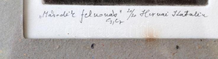 Hervai Katalin (1957-): Második felvonás, rézkarc, papír, jelzett, üvegezett keretben, 12x10cm