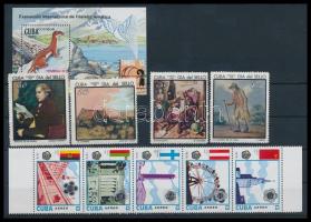 1969-1983 9 klf bélyeg közte sorok összefüggésekben + blokk, 1969-1983 9 diff stamps with sets + block