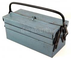 Retró szerelő láda, fém, 21x46x22cm