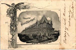 Hódmezővásárhely, Református főgimnázium, Plohn J. műterméből kiadja Reisz Bazár, Art Nouveau (b)