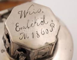 1860 Tajtépipa szár nélkül, 13 latos antik ezüst kupakkal és szerelékkel,  mesterjeggyel (FO), &quot...