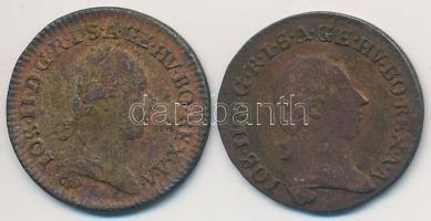 1781B 1/4kr Cu + 1782B 1/4kr Cu "II. József" T:2-,3
