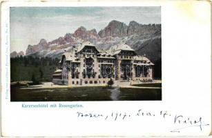 Karersee Hotel mit Rosengarten / Lago di Carezza Hotel; Tyrol (EB)