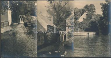 cca 1935 Tata, 3 db jelzés nélküli vintage fotólap Kerny István (1879-1963) fotóművész hagyatékából, 14x9 cm