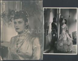 cca 1940 Karády Katalin (1910-1990) színésznőről készült 2 db vintage fotó, 11x8 cm és 14x10 cm