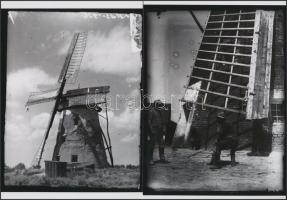 cca 1930 Szélmalom, Kerny István (1879-1963) fotóművész hagyatékában őrzött 4 db üveglemez negatív m...
