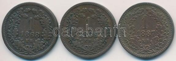 1868KB 1kr Cu "Angyalos címer" + 1869KB 1kr Cu "Angyalos címer" + 1887KB 1kr Cu ...
