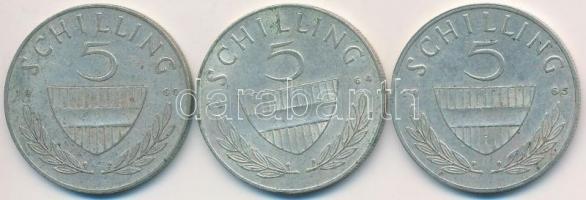 Ausztria 1960. 5Sch Ag + 1964. 5Sch Ag + 1965. 5Sch Ag T:2 Austria 1960. 5 Schilling Ag + 1964. 5 Schilling Ag + 1965. 5 Schilling Ag C:XF