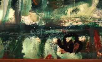 Olvashatatlan jelzéssel: Házak. Olaj, karton, keretben, 27×33 cm