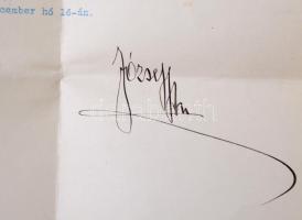 1919 József főherceg magyar nyelvű gépelt levele Palkovics László (1877-1933) Komárom-Esztergom k. e...