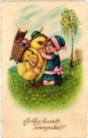Easter, chicken, child, HWB SER 3169. litho (EK)