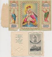 cca 1900-20 Kinyíthatós litho szentképek, különböző méretben és minőségben, 8x5cm és 13x8cm