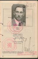 1937 Fényképes csehszlovák útlevél bejegyzésekkel