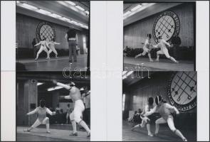 cca 1975 Tőrvívók a páston, 10 db korabeli negatívról készült modern nagyítás, 10x15 cm