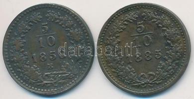 1858B 5/10kr Cu + Ausztria 1885. 5/10kr Cu T:2-,2