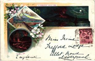 1899 Mount Vesuvius, Il Vesuvio; Luglio 1895, Lava 1895 / eruption, floral, litho, TCV card (EK)