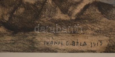 Iványi-Grünwald Béla (1867-1940): A mester festés közben. Színezett rézkarc, papír, utólag nem a műv...