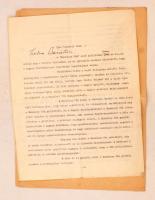 1928 Márk Lajos (1867-1942) festőművész, a Munkácsy-céh alapítójának gépelt levele ismeretlen (újságíró) címzettnek a Munkácsy-céh megalakulásáról, támogatóiról és leendő első kiállításáról, 4 p., Márk Lajos aláírásával és kiegészítéseivel