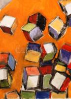 Eva Avi-Yonah (1921-2011): Fallen tower. Olaj, vászon,  jelzett, 70×60 cm