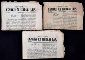 1848 a Protestáns egyházi és iskolai lap 7. évf. 69-71. lapszáma, benne számos érdekes írással, köztük az &quot;Eperjesi vérvád&quot; című folytatásos elbeszélés három részével, kissé megviselt állapotban