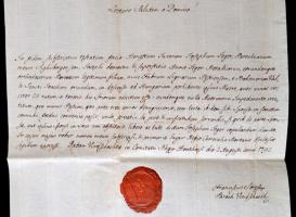 1792 Szélakna/Hegybánya (Windschaft/Siglisberg), latin nyelvű házasságlevél, rányomott viaszpecsétte...