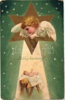 Christmas, angel, Baby Jesus litho (EB)