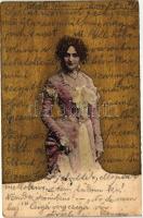 Golden art postcard, lady (EK)