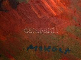 Mikola jelzéssel: Várakozó asszonyok. Olaj, farost, 36×42 cm