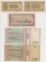 Románia 1966. 1l (2x) + 1966. 10L + 1952. 10L + 1991-1993. 1000L (2xklf.) + 1994. 10.000L (4x) T: II...