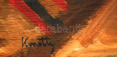 Kmetty jelzéssel: Csendélet újsággal. Olaj, falemez, sérült szélekkel, 40×31 cm