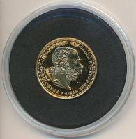 DN "Osztrák-Magyar Monarchia pénzei utánveretben - 1892. 20 Korona" aranyozott Cu-Ni emlék...