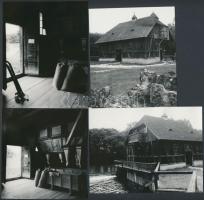 cca 1975 Túristvándi, vízimalom kívül belül, 4 db vintage fotó és 5 db modern nagyítás korabeli vintage negatívról, 9x9 cm és 10x15 cm közötti méretekben
