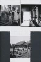 cca 1975 Túristvándi, vízimalom kívül belül, 4 db vintage fotó és 5 db modern nagyítás korabeli vint...